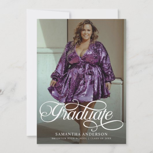 卒業生モダン物2枚の写真卒業パーティー 招待状 (正面)