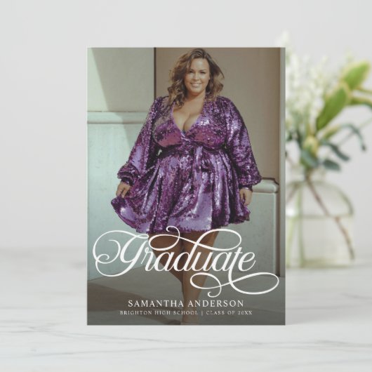 卒業生モダン物2枚の写真卒業パーティー 招待状 (スタンド正面)