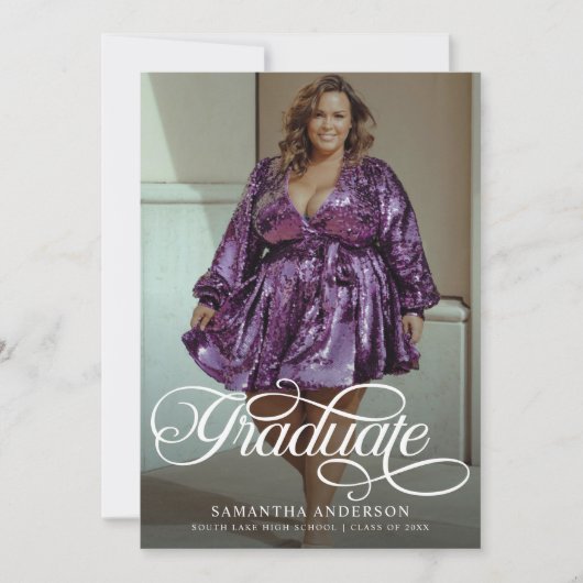 卒業生モダン物2枚の写真卒業パーティー 招待状 (正面)