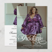 卒業生モダン物2枚の写真卒業パーティー 招待状 (正面/裏面)