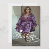 卒業生モダン物2枚の写真卒業パーティー 招待状 (正面)