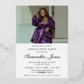 卒業生モダン物2枚の写真卒業パーティー 箔招待状 (裏面)