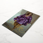 卒業生モダン物2枚の写真卒業パーティー 箔招待状 (回転した状態)