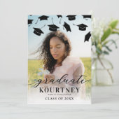 卒業生モダン用キャップ2写真卒業 案内状 (スタンド正面)