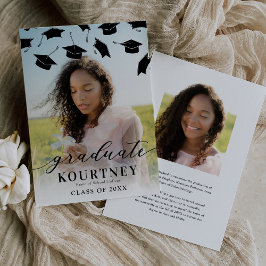 卒業生モダン用キャップ2写真卒業 案内状