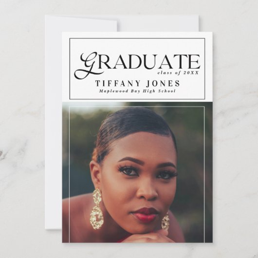 卒業生モダン誌写真卒業 案内状 (正面)