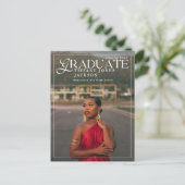 卒業生モダン雑誌写真卒業パーティー ポストカード (スタンド正面)