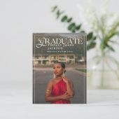 卒業生モダン雑誌写真卒業パーティー ポストカード (スタンド正面)