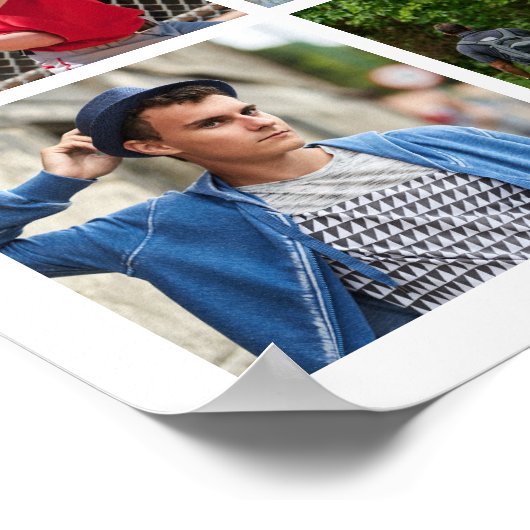 卒業生モダン18名フォトコラージュカスタムカラー ポスター (角)