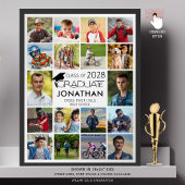 卒業生モダン18名フォトコラージュカスタムカラー ポスター