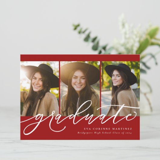 卒業生モダン3名の写真を赤く表示 案内状 (スタンド正面)