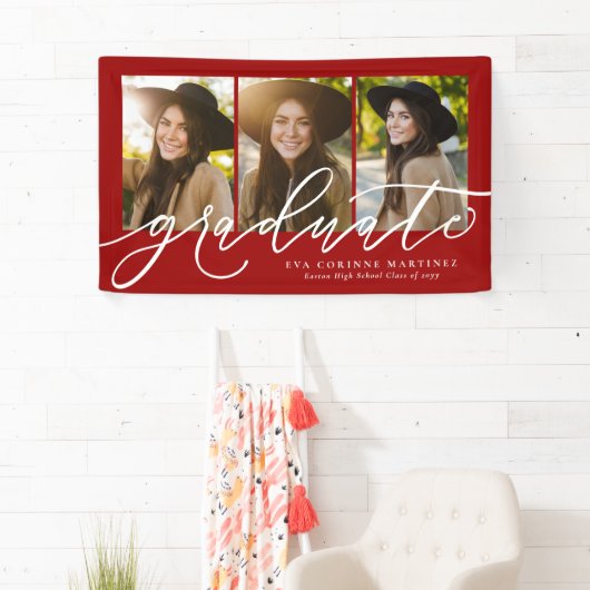 卒業生モダン3名の写真を赤く表示 横断幕 (インサイチュ)