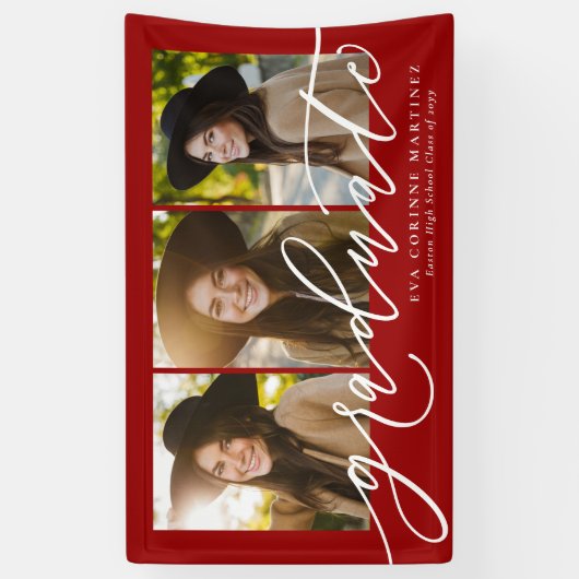 卒業生モダン3名の写真を赤く表示 横断幕 (縦)