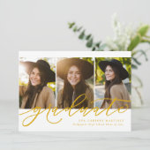 卒業生モダン3名の金ゴールド 案内状 (スタンド正面)