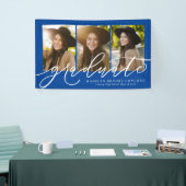 卒業生モダン3名フォトブルー 横断幕 (トレードショー)