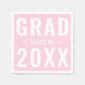 卒業生ライトピンクタイポグラフィ スタンダードカクテルナプキン (正面)