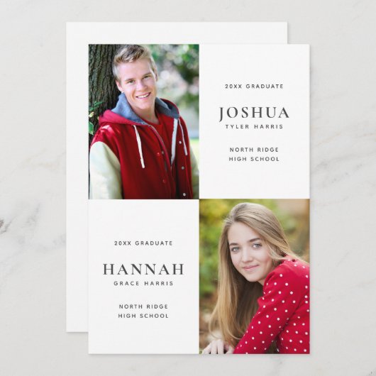 卒業生二人三等卒業パーティー 招待状 (正面/裏面)