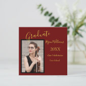 卒業生代表 フォト オーダーメイド 学校カラー 招待状 (スタンド正面)