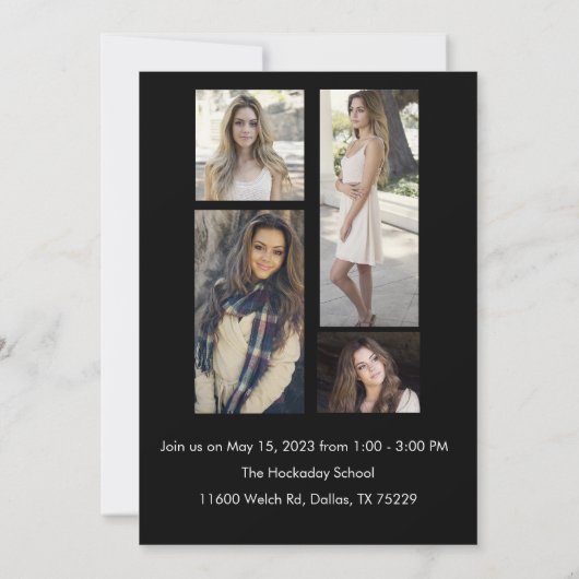 卒業生向け エッジ発表 カード５ 枚の写真 招待状 (裏面)