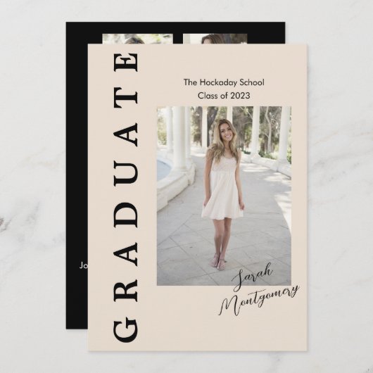 卒業生向け エッジ発表 カード５ 枚の写真 招待状 (正面/裏面)