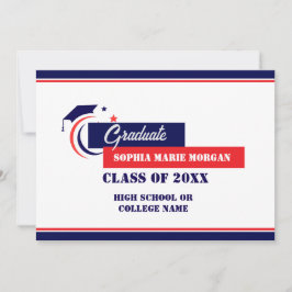 卒業生向け 青 赤 白 卒業おめでとうのご案内 招待状