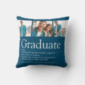 卒業生定義3写真コラージュ モダン ブルー クッション (裏面)