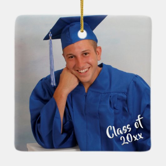 卒業生王室の、青縁ど星、2枚の写真 セラミックオーナメント (裏面)