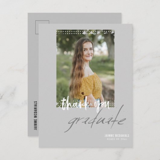 卒業生男女兼用に感謝はがき インビテーションポストカード (正面/裏面)