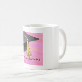 卒業生祝いブラック&ピンク コーヒーマグカップ (正面右)