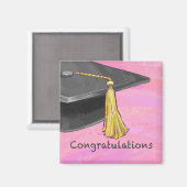 卒業生祝いブラック&ピンク マグネット (正面/裏面)