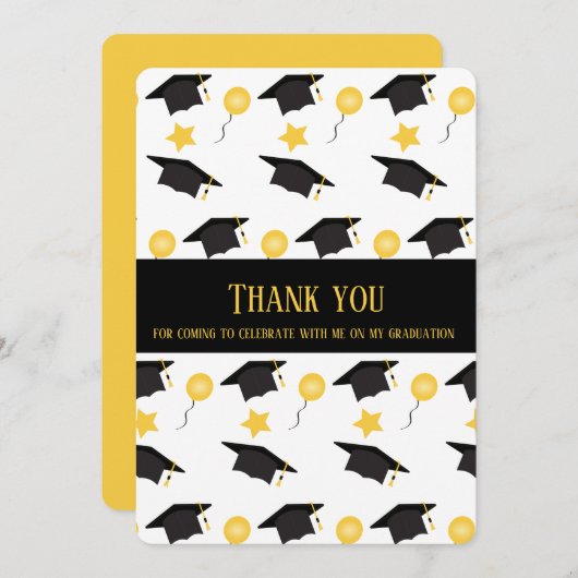 卒業生祝の帽子のパターン サンキューカード (正面/裏面)