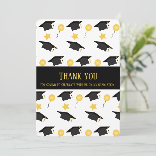 卒業生祝の帽子のパターン サンキューカード (スタンド正面)
