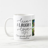 卒業生笑い愛の大学院写真コラージュ コーヒーマグカップ (左)