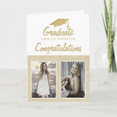 卒業生素朴の写真コラージュ2名 カード (正面)