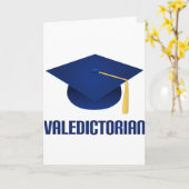 卒業生総代の青い卒業生の帽子の卒業のギフト カード (黄色い花)