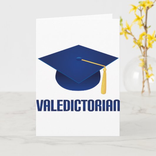 卒業生総代の青い卒業生の帽子の卒業のギフト カード (黄色い花)