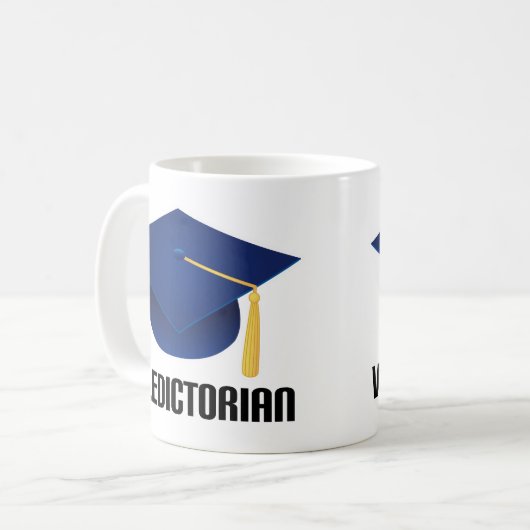 卒業生総代の青い卒業生の帽子 コーヒーマグカップ (正面左)