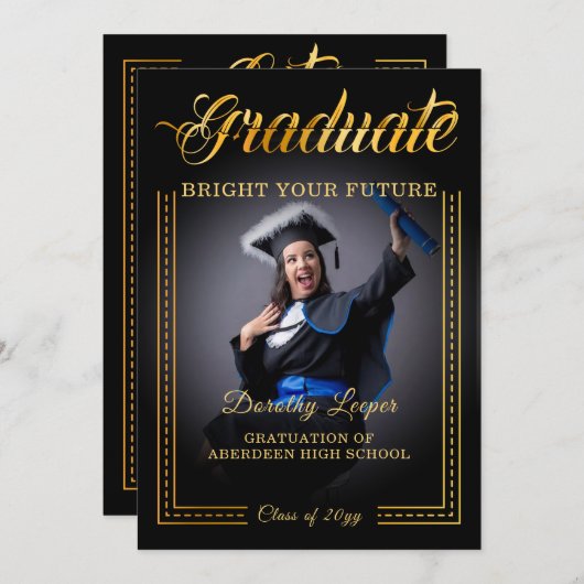 卒業生諸君、輝かしい未来を築け。 招待状 (正面/裏面)