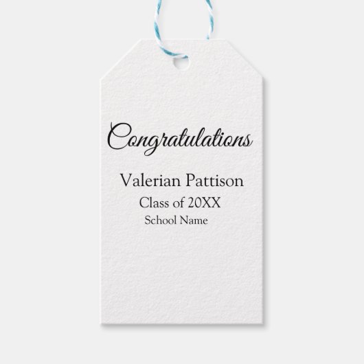 卒業生追加モシンプルーおめでとう ギフトタグ (正面)