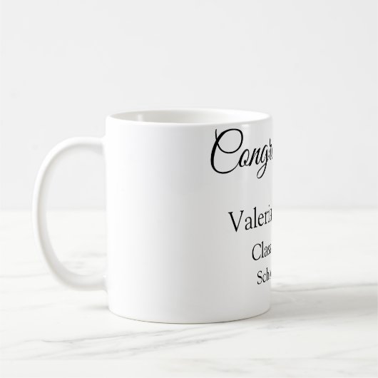 卒業生追加モシンプルーおめでとう コーヒーマグカップ (左)