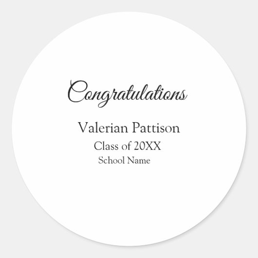 卒業生追加モシンプルーおめでとう ラウンドシール (正面)