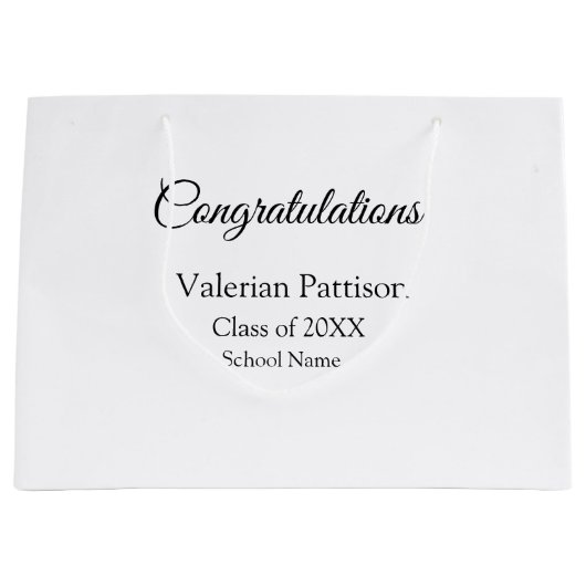 卒業生追加モシンプルーおめでとう ラージペーパーバッグ (正面)