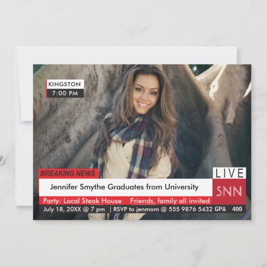 卒業生速報TVファブ 招待状 (正面)