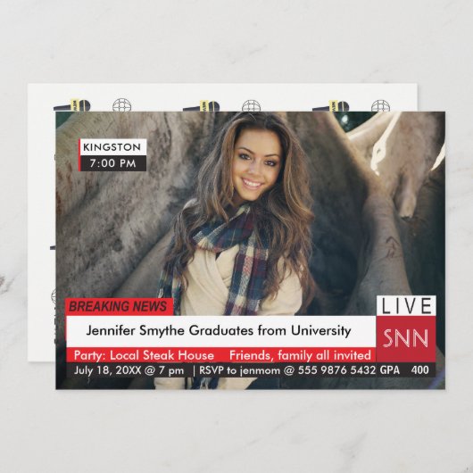 卒業生速報TVファブ 招待状 (正面/裏面)