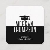 卒業生連絡名情報白黒 スクエア名刺 (正面)