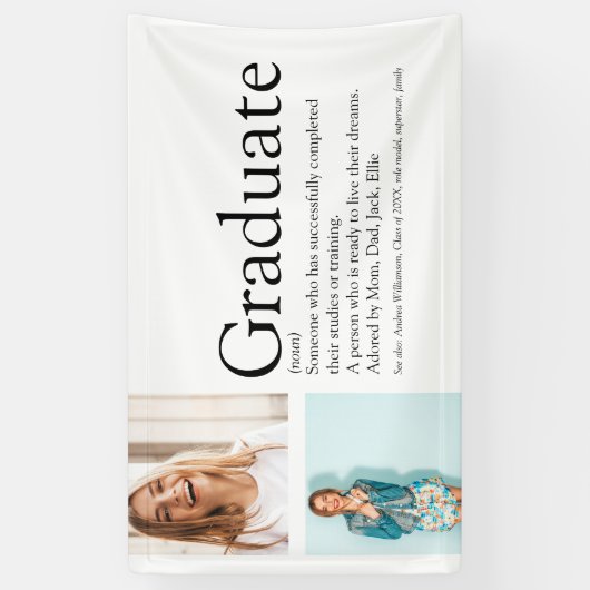 卒業生限定 デザイン2 フォト モダン ブラック&ホワイト 横断幕 (縦)