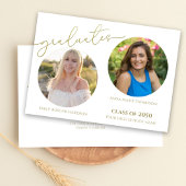 卒業生2フォトシンプル金ゴールドスタイリッシュダブル 招待状