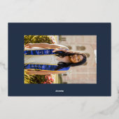 卒業生2フォトネイビー金箔サッシ 箔招待状 (裏面)