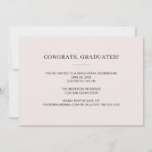 卒業生2名シンプル赤面ピンク卒業パーティー 招待状 (裏面)