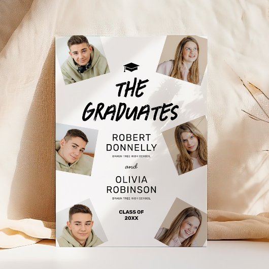 卒業生2名写真共同卒業 招待状